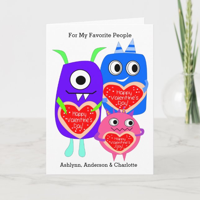 Funny Monster Kids Valentine's Day Holiday Card (Front)