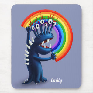 Funny Monster Pride Rainbow Name Mouse Mat