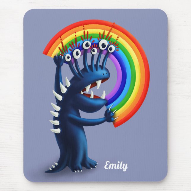 Funny Monster Pride Rainbow Name Mouse Mat (Front)