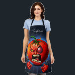 Funny Monster Red Tomato Boxer Apron<br><div class="desc">Funny angry boxer tomato character.</div>