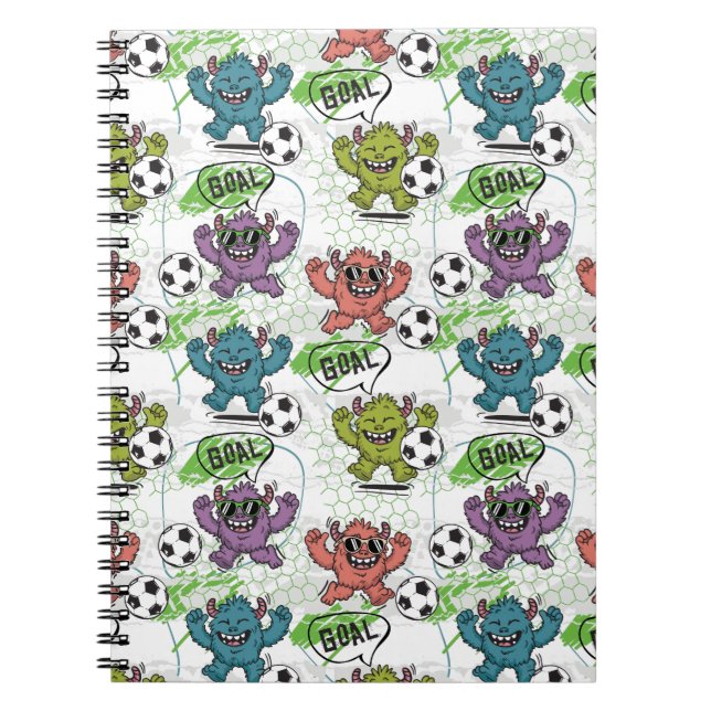 Funny Monster Soccer Kids Pattern Notebook (Front)
