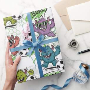 Funny Monster Soccer Kids Pattern Wrapping Paper