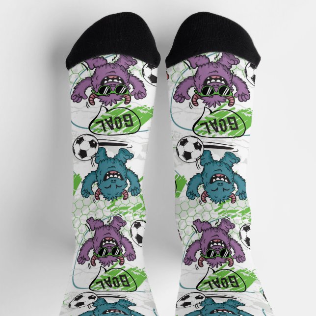 Funny Monster Soccer Pattern Socks (Top)