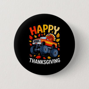 Funny Monster Truck Turkey Happy Thanksgiving For  6 Cm Round Badge