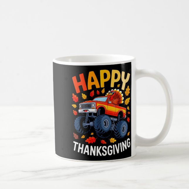 Funny Monster Truck Turkey Happy Thanksgiving For  Coffee Mug (Right)