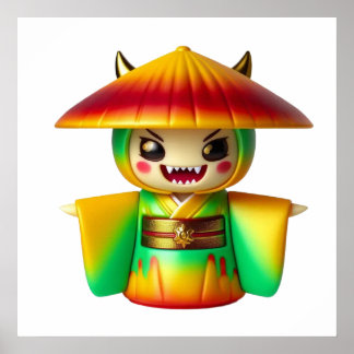 Funny Monster Wall Art Poster with Hat – Cute Cree
