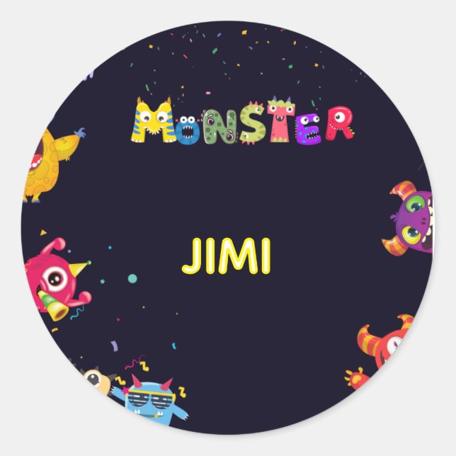 Funny MonsterKids Birthday Party Stickers (Front)