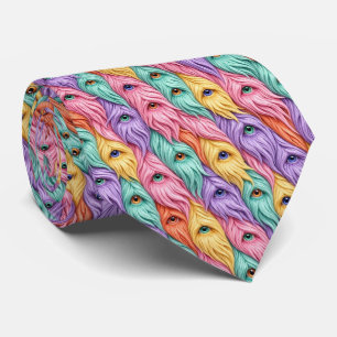 Funny Monsters Abstract Furry Creatures Tie