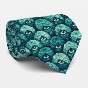 Funny Monsters Abstract Furry Creatures Tie