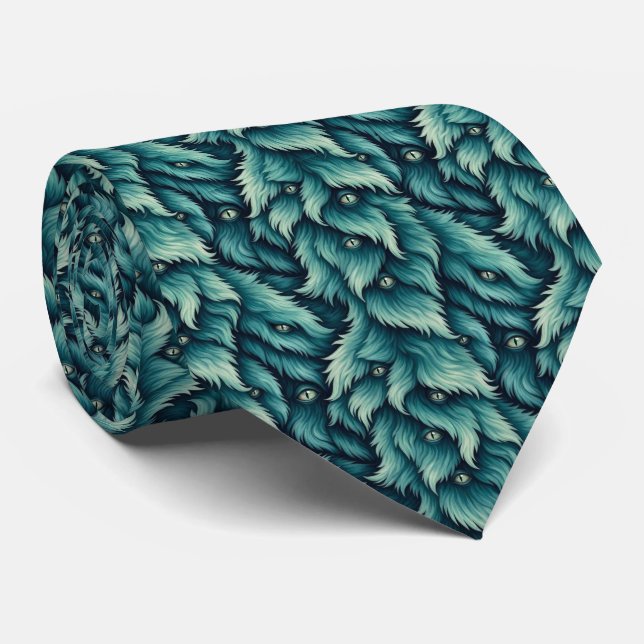Funny Monsters | Abstract Furry Creatures Tie (Rolled)