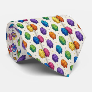 Funny Monsters Abstract Furry Creatures Tie