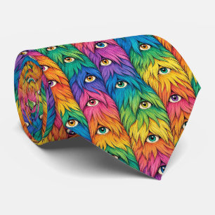Funny Monsters Abstract Furry Creatures Tie