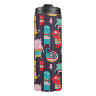 Funny Monsters Cartoon Seamless Pattern Thermal Tumbler