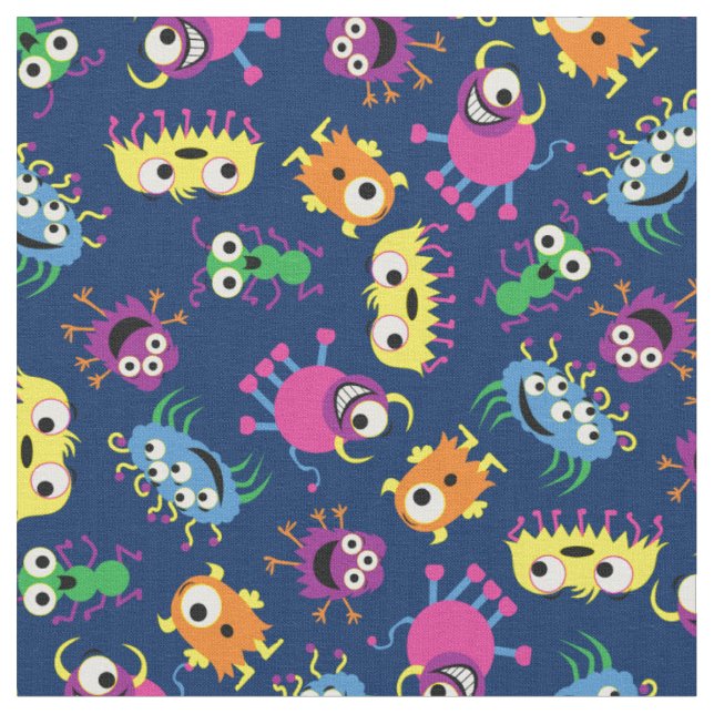 Funny Monsters Cute Kids Decor Fabric (Close Up)