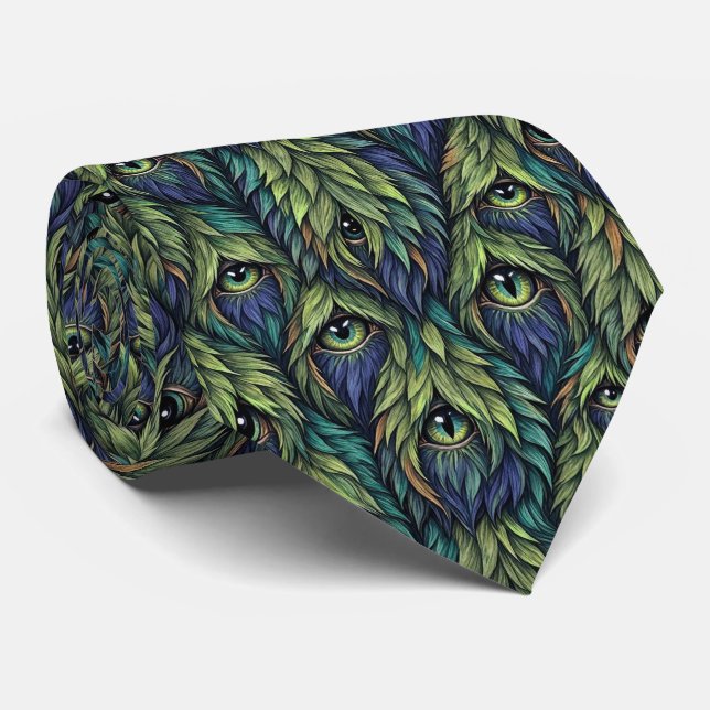 Funny Monsters Faux Silk | Furry Creatures Tie (Rolled)
