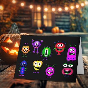 Funny, Monsters, Halloween Card