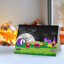 Funny, Monsters, Halloween Card