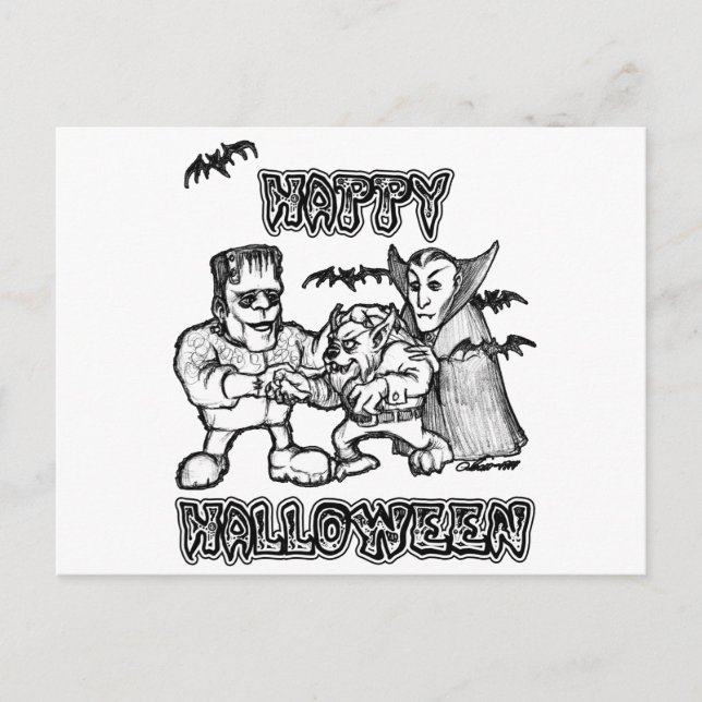 Funny Monsters - Halloween Postcard (Front)