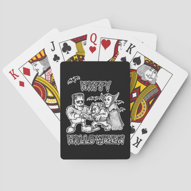 Funny Monsters - Happy Halloween Playing Cards (Back)