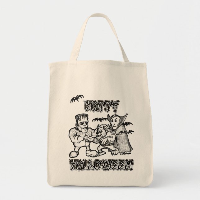 Funny Monsters - Happy Halloween Tote Bag (Front)