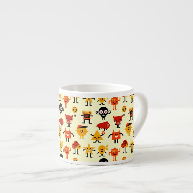 Funny monsters pattern espresso cup (Front Right)