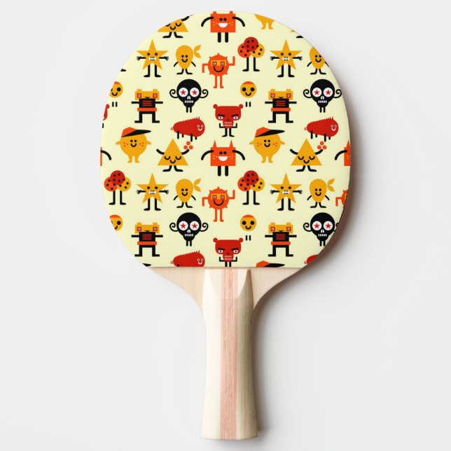 Funny monsters pattern ping pong paddle (Front)