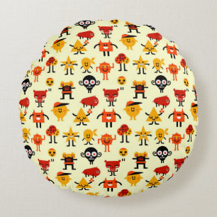 Funny monsters pattern round cushion