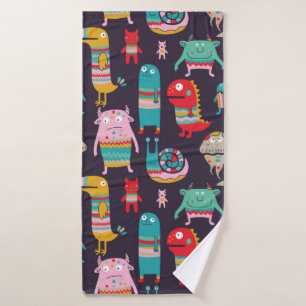 Funny monsters seamless pattern bath towel