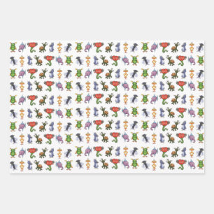 funny monsters wrapping paper sheet