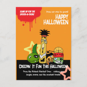 Funny Monsters Zombies Halloween Cartoon Design Postcard