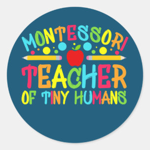 Funny Montessori Teacher Montessori Teacher Back Classic Round Sticker