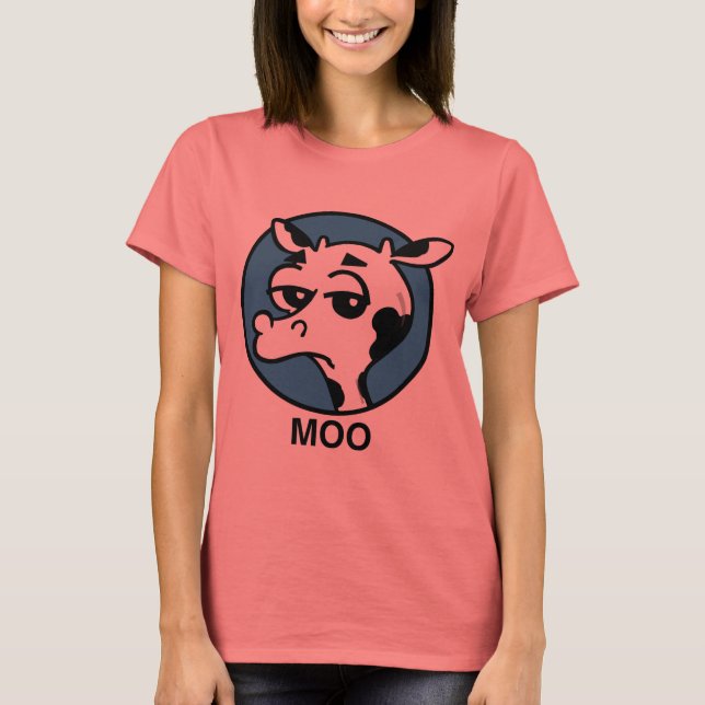 FUNNY MOO COW GRAPHIC RINGER T-SHIRT (Front)