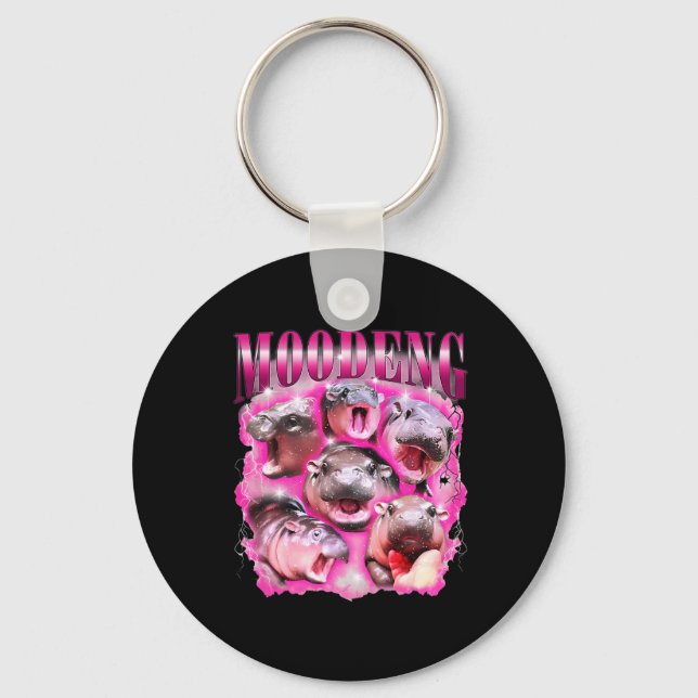 Funny Moo-deng Ba  Key Ring (Front)