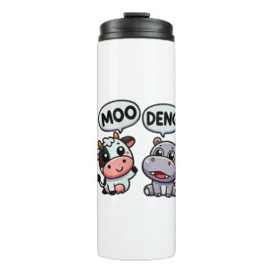 Funny Moo Deng Friends – Hippo & Cow Thermal Tumbler