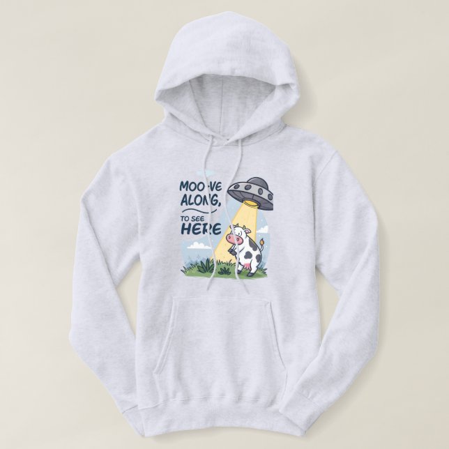 Funny "Moo-ve Along" UFO Cow Abduction Tee (Design Front)