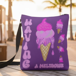 Funny Mood Caption In Pink Purple Crossbody Bag
