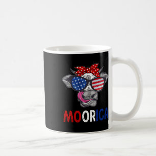 Funny Moorica 4th Of July American Flag Cow Men Wo Coffee Mug