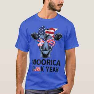 Funny Moorica Cow 4th Of July Moo Patriotic Farmer T-Shirt
