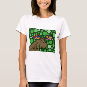 Funny Moose and Christmas Lights Abstract Art T-Shirt