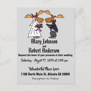 Funny Moose Bride and Groom Wedding Invitation