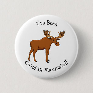 Funny moose cartoon illustration 6 cm round badge