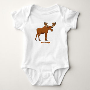 Funny moose cartoon illustration baby bodysuit