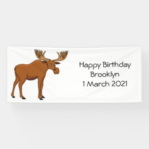 Funny moose cartoon illustration banner