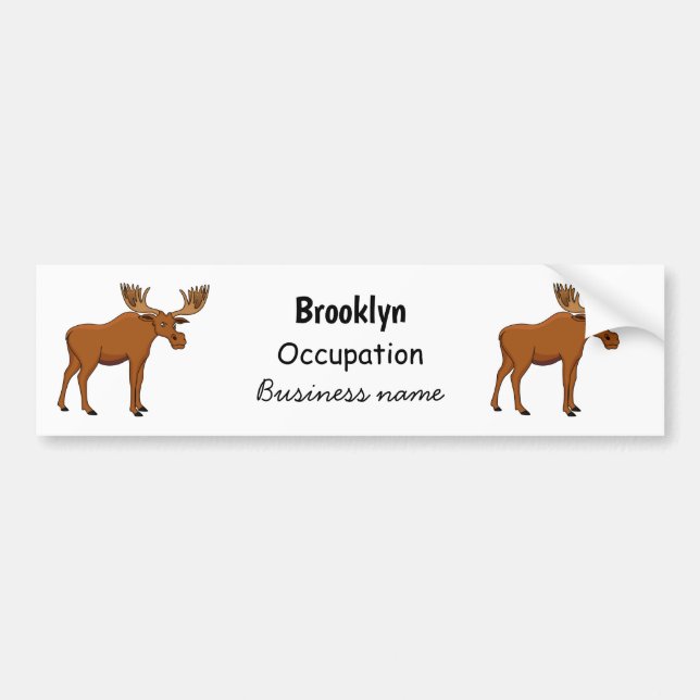 Funny moose cartoon illustration bumper sticker (Front)