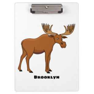 Funny moose cartoon illustration clipboard