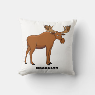 Funny moose cartoon illustration cushion