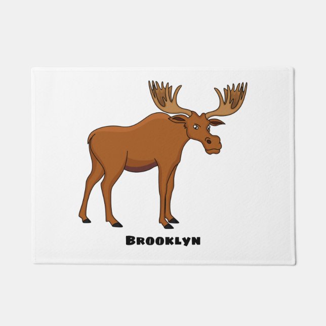 Funny moose cartoon illustration doormat (Front)