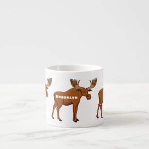 Funny moose cartoon illustration  espresso cup