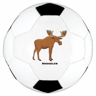 Funny moose cartoon illustration  football