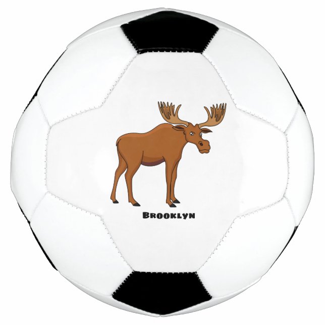 Funny moose cartoon illustration  football (Front)
